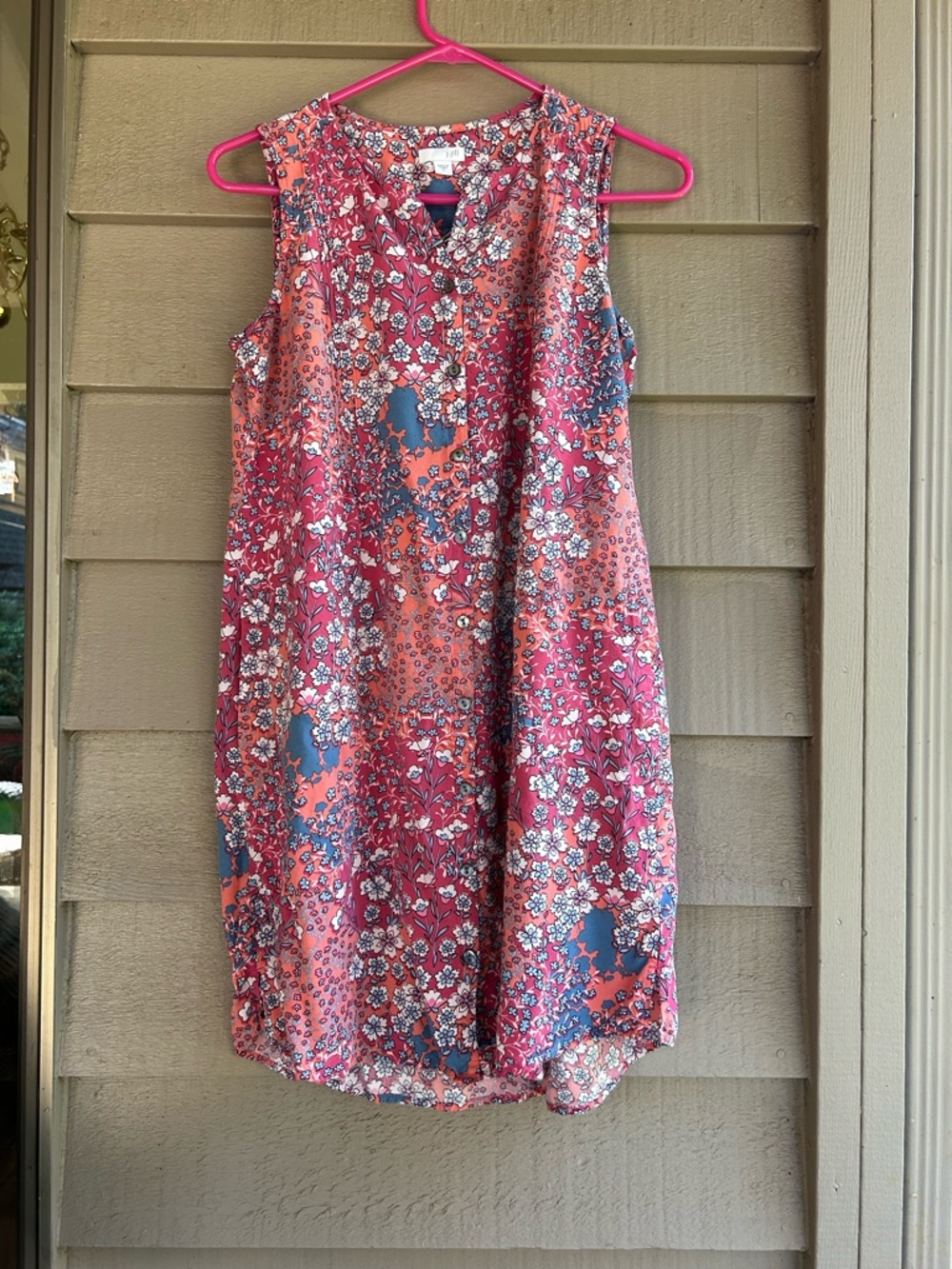 J. Jill Coral and Blue Floral Midi Dress
